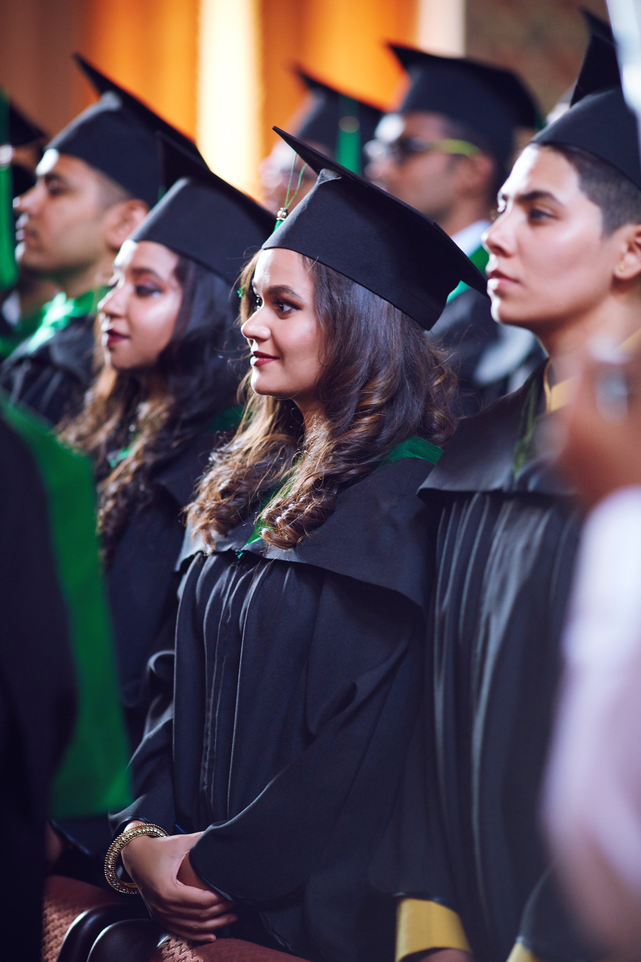 students lined up at graduation