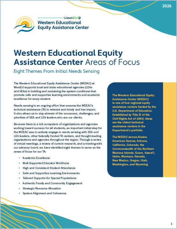 Links to the Western Educational Equity Assistance Center Areas of Focus: Eight Themes From Initial Needs Sensing resource on WestEd.org