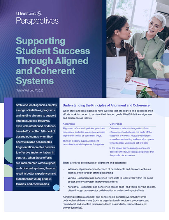Links to the Supporting Student Success Through Aligned and Coherent Systems resource on WestEd.org