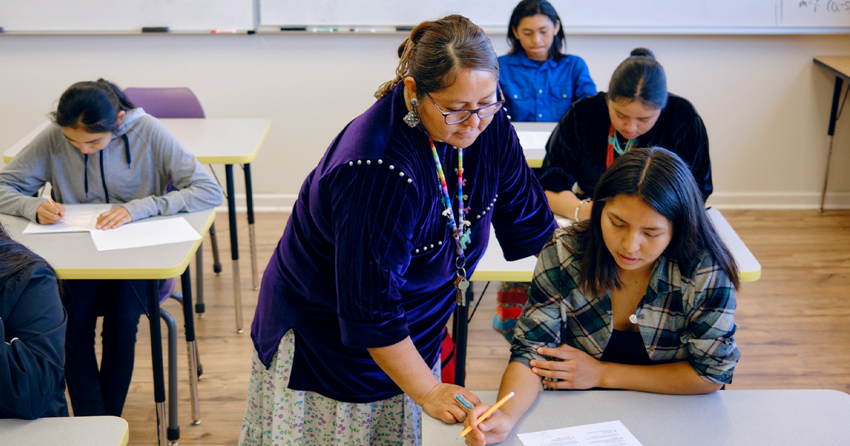 Native American teacher and student