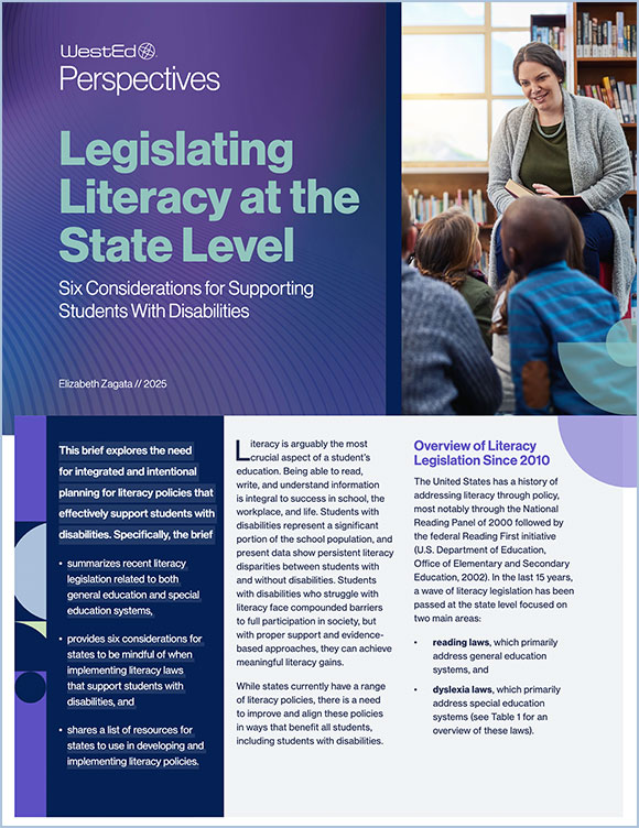 Links to the Legislating Literacy for Students With Disabilities resource page on WestEd.org